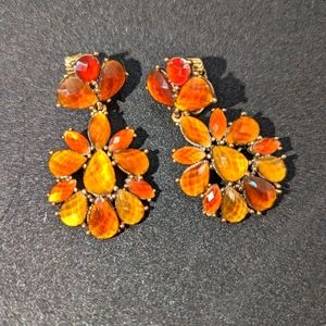 Vintage Liz Claiborne Signed Clip on Flower Amber& Gold